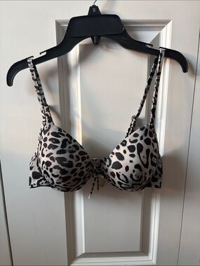 Victoria's Secret Animal Print Underwire Bikini Top Black White 36B